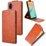 For Samsung Galaxy M36 5G Magnetic Vertical Flip Leather Phone Case with Buckle(Brown)