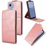 For Sharp Aquos wish5 Magnetic Vertical Flip Leather Phone Case with Buckle(Rose Gold)