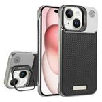 For iPhone 15 Frameless Carbon Fiber Holder PC MagSafe Phone Case(Black)