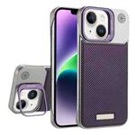 For iPhone 14 / 13 Frameless Carbon Fiber Holder PC MagSafe Phone Case(Purple)