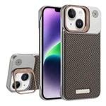 For iPhone 14 / 13 Frameless Carbon Fiber Holder PC MagSafe Phone Case(Desert Gold)