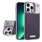 For iPhone 13 Pro Max Frameless Carbon Fiber Holder PC MagSafe Phone Case(Purple)