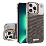 For iPhone 13 Pro Max Frameless Carbon Fiber Holder PC MagSafe Phone Case(Desert Gold)