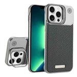 For iPhone 13 Pro Frameless Carbon Fiber Holder PC MagSafe Phone Case(Titanium Gray)