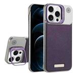For iPhone 12 Pro Max Frameless Carbon Fiber Holder PC MagSafe Phone Case(Purple)