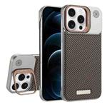 For iPhone 12 Pro Max Frameless Carbon Fiber Holder PC MagSafe Phone Case(Desert Gold)