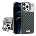 For iPhone 12 Pro Max Frameless Carbon Fiber Holder PC MagSafe Phone Case(Titanium Gray)