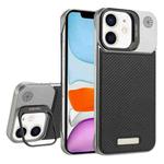 For iPhone 11 Frameless Carbon Fiber Holder PC MagSafe Phone Case(Black)