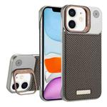 For iPhone 11 Frameless Carbon Fiber Holder PC MagSafe Phone Case(Desert Gold)