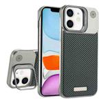 For iPhone 11 Frameless Carbon Fiber Holder PC MagSafe Phone Case(Titanium Gray)