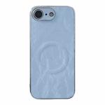 For iPhone 16e Electroplating PC Snow Bark Texture MagSafe Phone Case(Blue)
