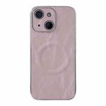 For iPhone 15 Electroplating PC Snow Bark Texture MagSafe Phone Case(Pink)