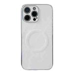 For iPhone 12 Pro Electroplating PC Snow Bark Texture MagSafe Phone Case(White)