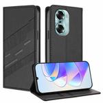 For Honor 60 Embossed Multi-functional Wallet Retro Leather Phone Case(Black)