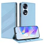 For Honor 70 Embossed Multi-functional Wallet Retro Leather Phone Case(Light Blue)