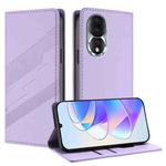 For Honor 80 Embossed Multi-functional Wallet Retro Leather Phone Case(Light Purple)