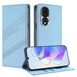 For Honor 80 Embossed Multi-functional Wallet Retro Leather Phone Case(Light Blue)