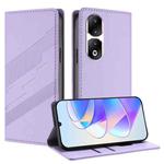 For Honor 90 Pro Embossed Multi-functional Wallet Retro Leather Phone Case(Light Purple)