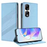 For Honor 90 Pro Embossed Multi-functional Wallet Retro Leather Phone Case(Light Blue)