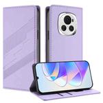 For Honor Magic6 Embossed Multi-functional Wallet Retro Leather Phone Case(Light Purple)