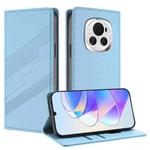 For Honor Magic6 Embossed Multi-functional Wallet Retro Leather Phone Case(Light Blue)