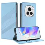 For Honor Magic6 Pro Embossed Multi-functional Wallet Retro Leather Phone Case(Light Blue)