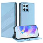 For Honor X8 5G / X6 4G / 70 Lite Embossed Multi-functional Wallet Retro Leather Phone Case(Light Blue)