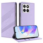 For Honor X8c 4G Embossed Multi-functional Wallet Retro Leather Phone Case(Light Purple)