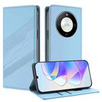 For Honor Magic6 Lite / X9b 5G Embossed Multi-functional Wallet Retro Leather Phone Case(Light Blue)