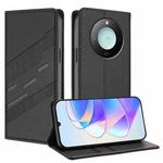 For Honor X9c Smart Embossed Multi-functional Wallet Retro Leather Phone Case(Black)