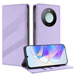 For Honor X9c Smart Embossed Multi-functional Wallet Retro Leather Phone Case(Light Purple)