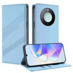 For Honor X9c Smart Embossed Multi-functional Wallet Retro Leather Phone Case(Light Blue)