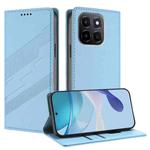 For Honor X6c Embossed Multi-functional Wallet Retro Leather Phone Case(Light Blue)