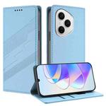 For Honor 400 Pro Global 160.8mm Embossed Multi-functional Wallet Retro Leather Phone Case(Light Blue)