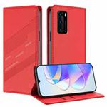 For Huawei P40 Embossed Multi-functional Wallet Retro Leather Phone Case(Red)