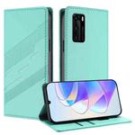 For Huawei P40 Embossed Multi-functional Wallet Retro Leather Phone Case(Mint Green)