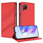For Huawei P40 Lite 4G / nova 6 SE Embossed Multi-functional Wallet Retro Leather Phone Case(Red)