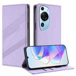 For Huawei P60 Art Embossed Multi-functional Wallet Retro Leather Phone Case(Light Purple)