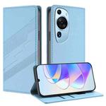 For Huawei P60 Art Embossed Multi-functional Wallet Retro Leather Phone Case(Light Blue)
