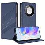 For Huawei Mate 60 Embossed Multi-functional Wallet Retro Leather Phone Case(Dark Blue)