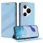 For Huawei Pura 80 Pro Embossed Multi-functional Wallet Retro Leather Phone Case(Light Blue)