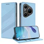 For Huawei Pura 80 Pro Ultra Embossed Multi-functional Wallet Retro Leather Phone Case(Light Blue)