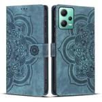 For Xiaomi Poco X5 / Redmi Note 12 5G Mandala Embossed Retro Frosted Leather Phone Case(Blue)
