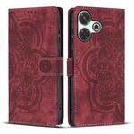 For Redmi 13 4G / 5G Global Mandala Embossed Retro Frosted Leather Phone Case(Red)