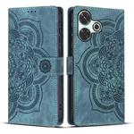 For Redmi 13 4G / 5G Global Mandala Embossed Retro Frosted Leather Phone Case(Blue)
