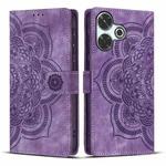 For Redmi 13 4G / 5G Global Mandala Embossed Retro Frosted Leather Phone Case(Purple)