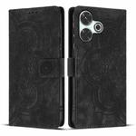 For Redmi 13 4G / 5G Global Mandala Embossed Retro Frosted Leather Phone Case(Black)
