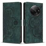 For Redmi A3 / Poco C61 4G Mandala Embossed Retro Frosted Leather Phone Case(Green)