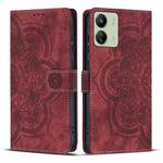 For Redmi 13C 4G / 5G Mandala Embossed Retro Frosted Leather Phone Case(Red)