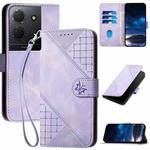 For TCL 503 Grid Butterfly Embossed Pattern Flip Leather Phone Case with Lanyard(Light Purple)